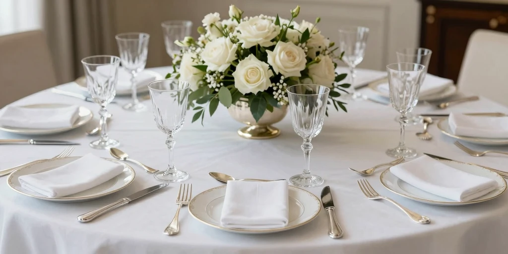 Elegant table setting with premium linens and centerpieces